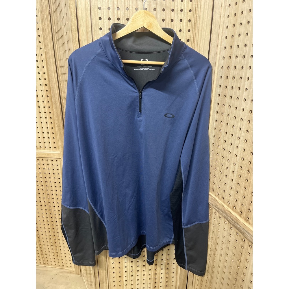 Oakley Mens XXL Blue Gray Quarter Zip Pullover Mesh Activewear Top